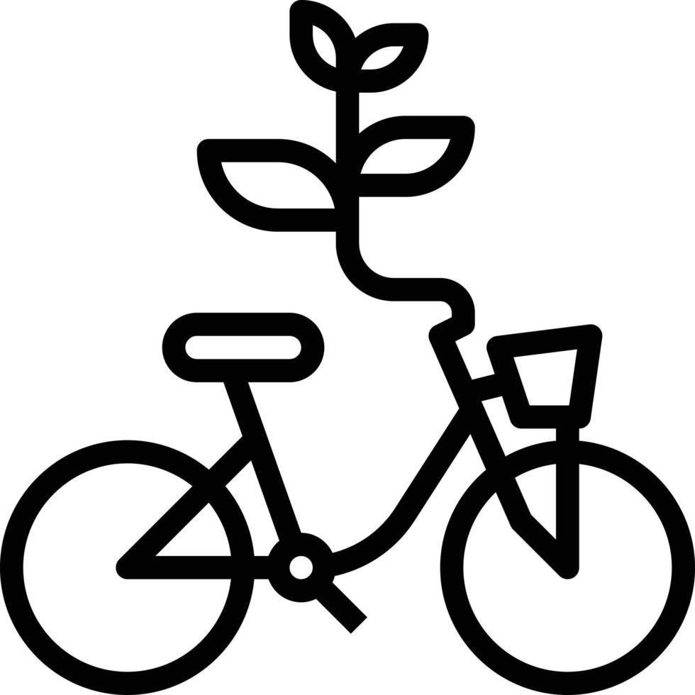 bicycle healthy excercise ecology plant - outline icon vector