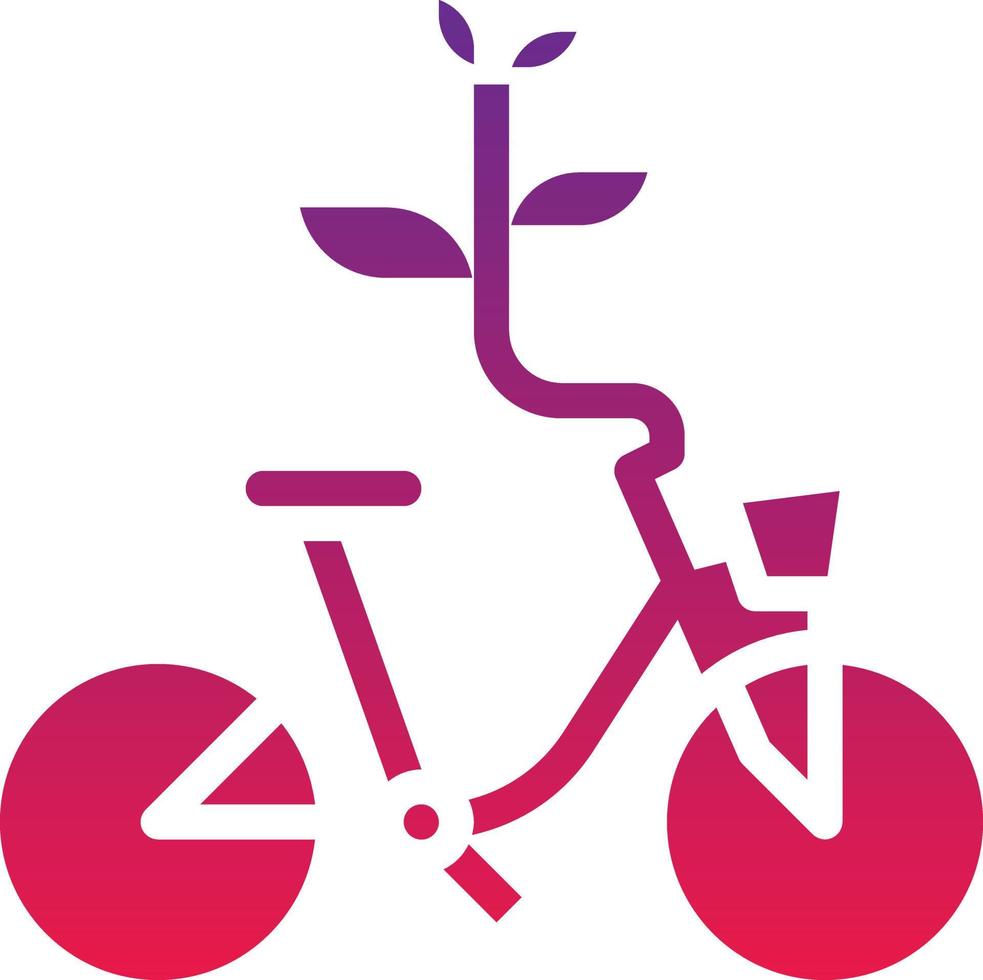 bicycle healthy excercise ecology plant - solid gradient icon vector