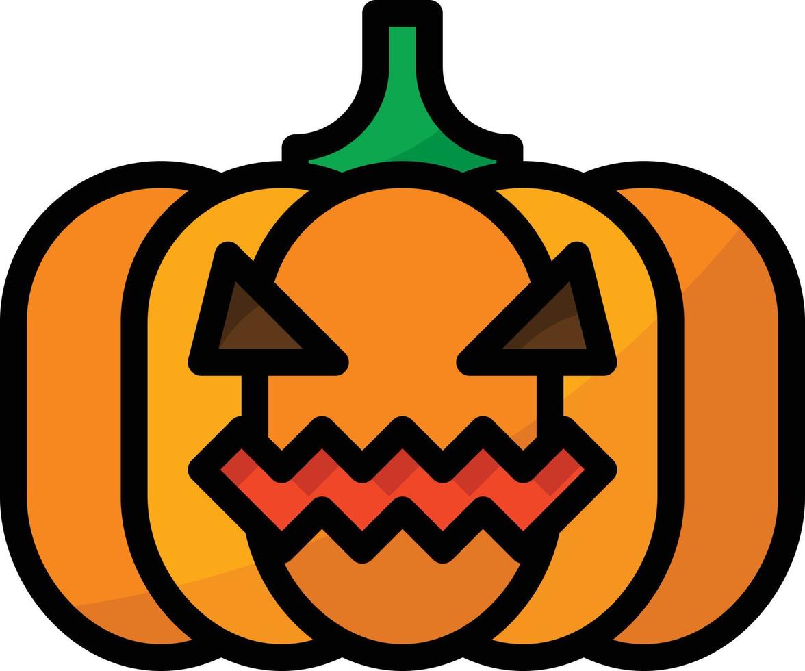 pumpkin head lighting decoration halloween - filled outline icon vector