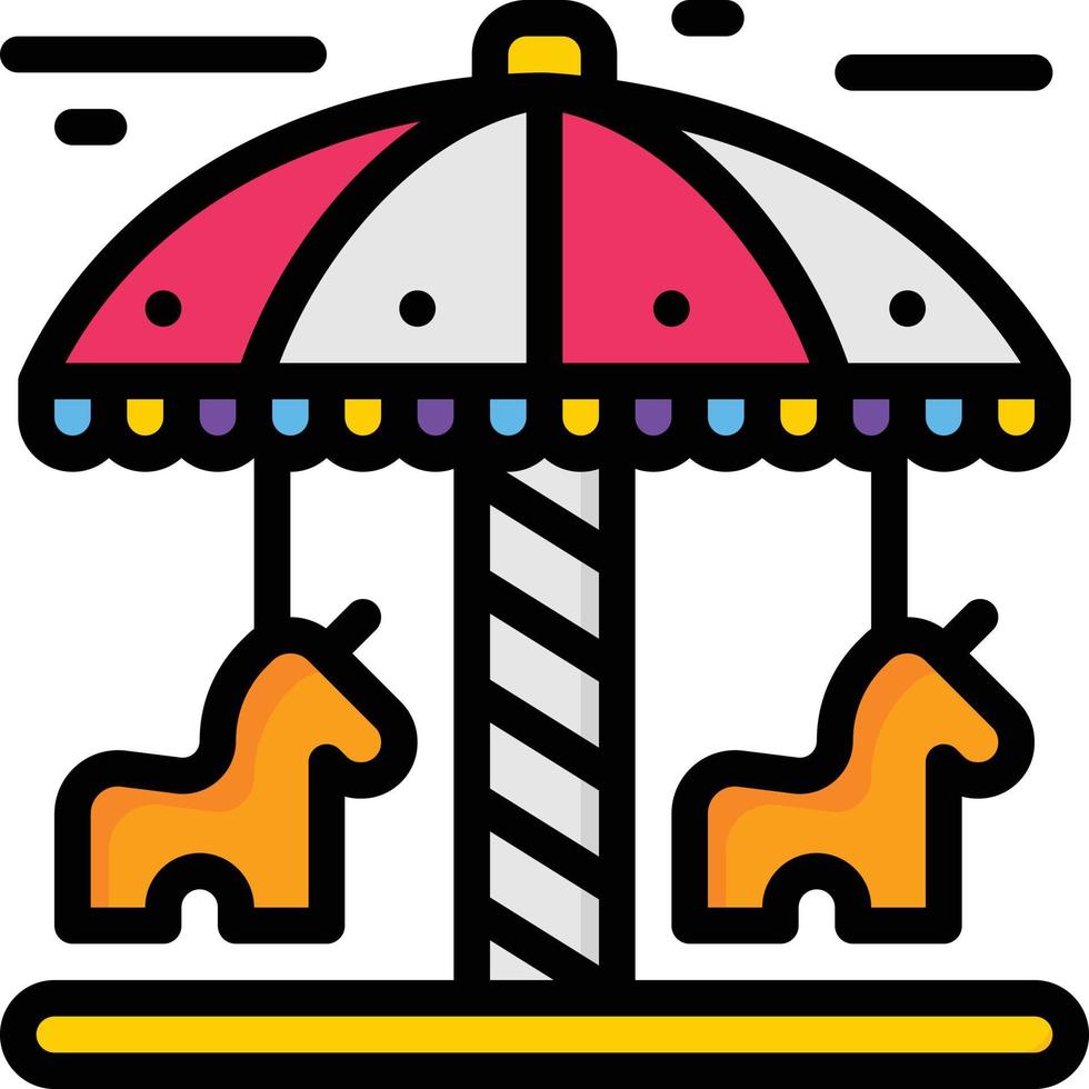 carousel kid toy park entertainment - filled outline icon vector