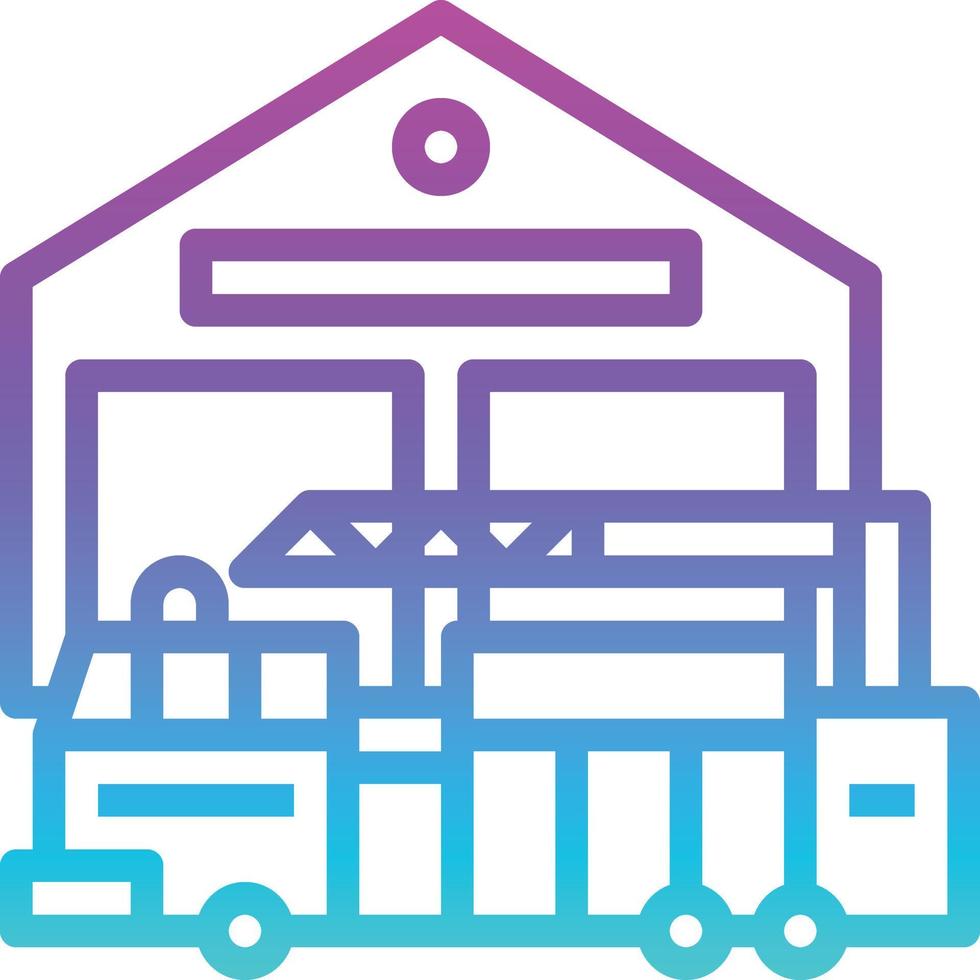 fire station burn car truck building - gradient icon vector