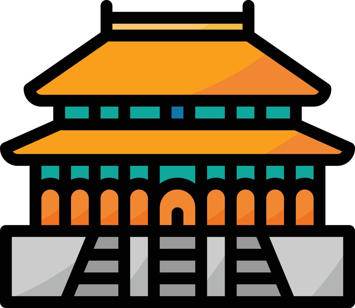 forbidden city china landmark palace - filled outline icon vector