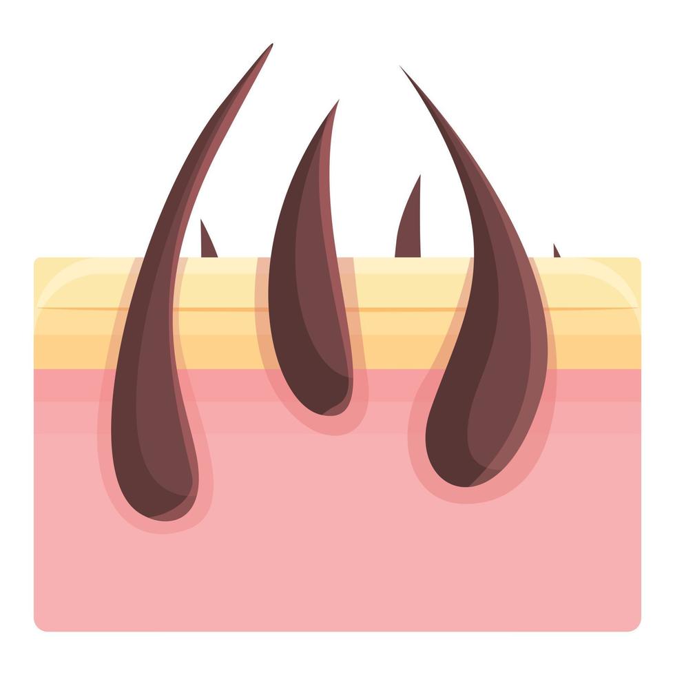 Skin with hair for remove icon, cartoon style vector