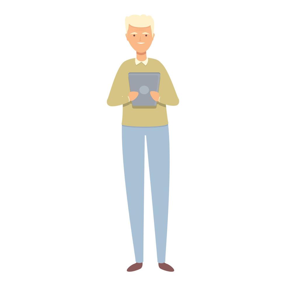 Grandpa use reader icon cartoon vector. Old person vector