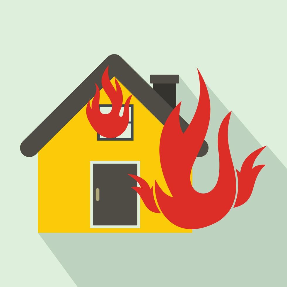 House on fire icon, flat style vector
