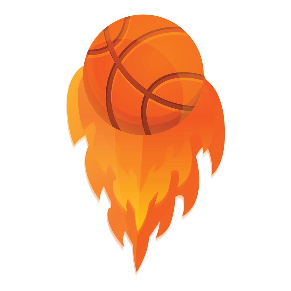 icono de bola de fuego de baloncesto, estilo de dibujos animados vector