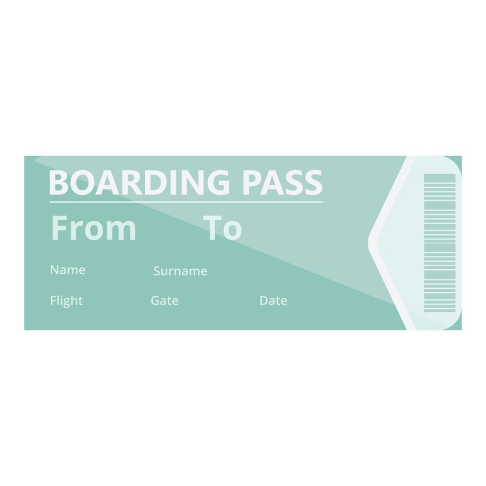Airport boarding pass icon, cartoon style vector