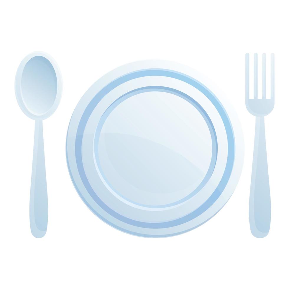 Hotel dishes icon, cartoon style vector