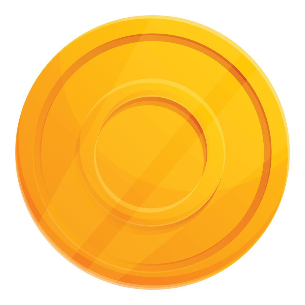Circle gold token icon, cartoon style vector