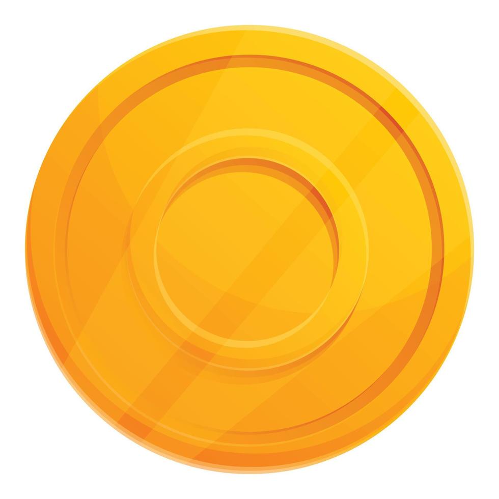 Circle gold token icon, cartoon style vector