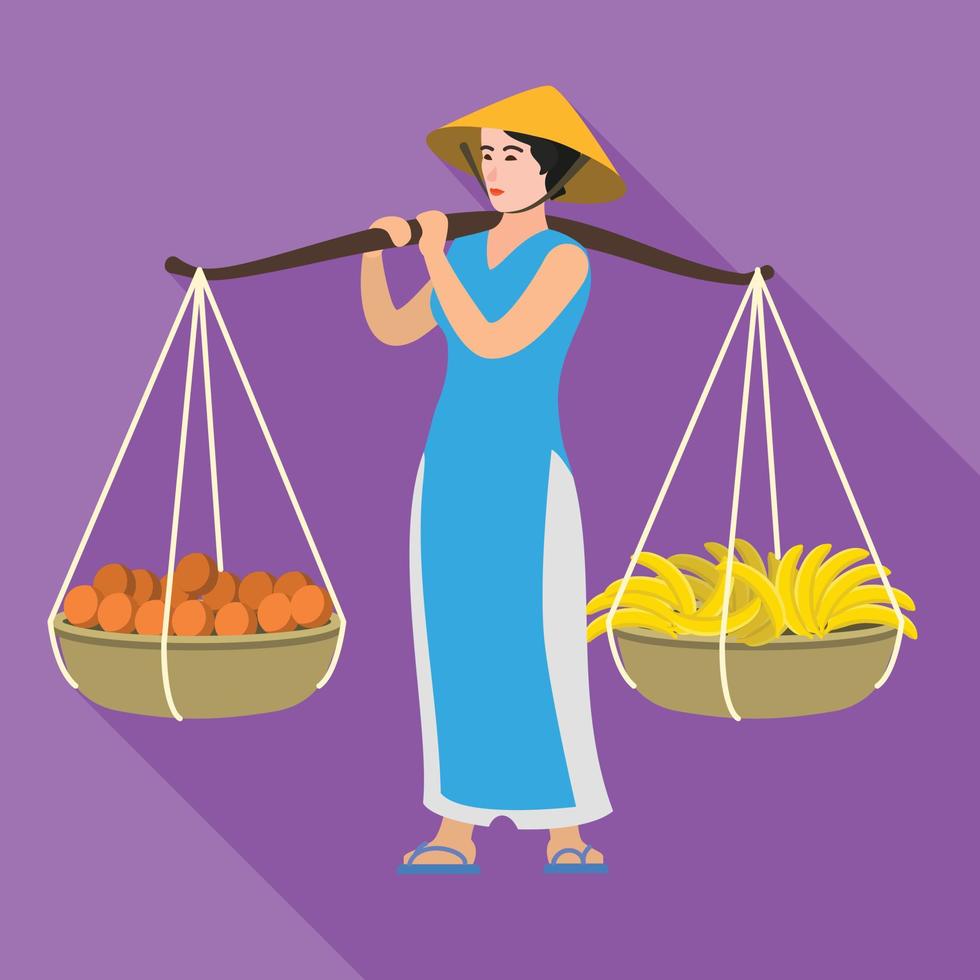 icono de cesta de equilibrio de mujer, estilo plano vector