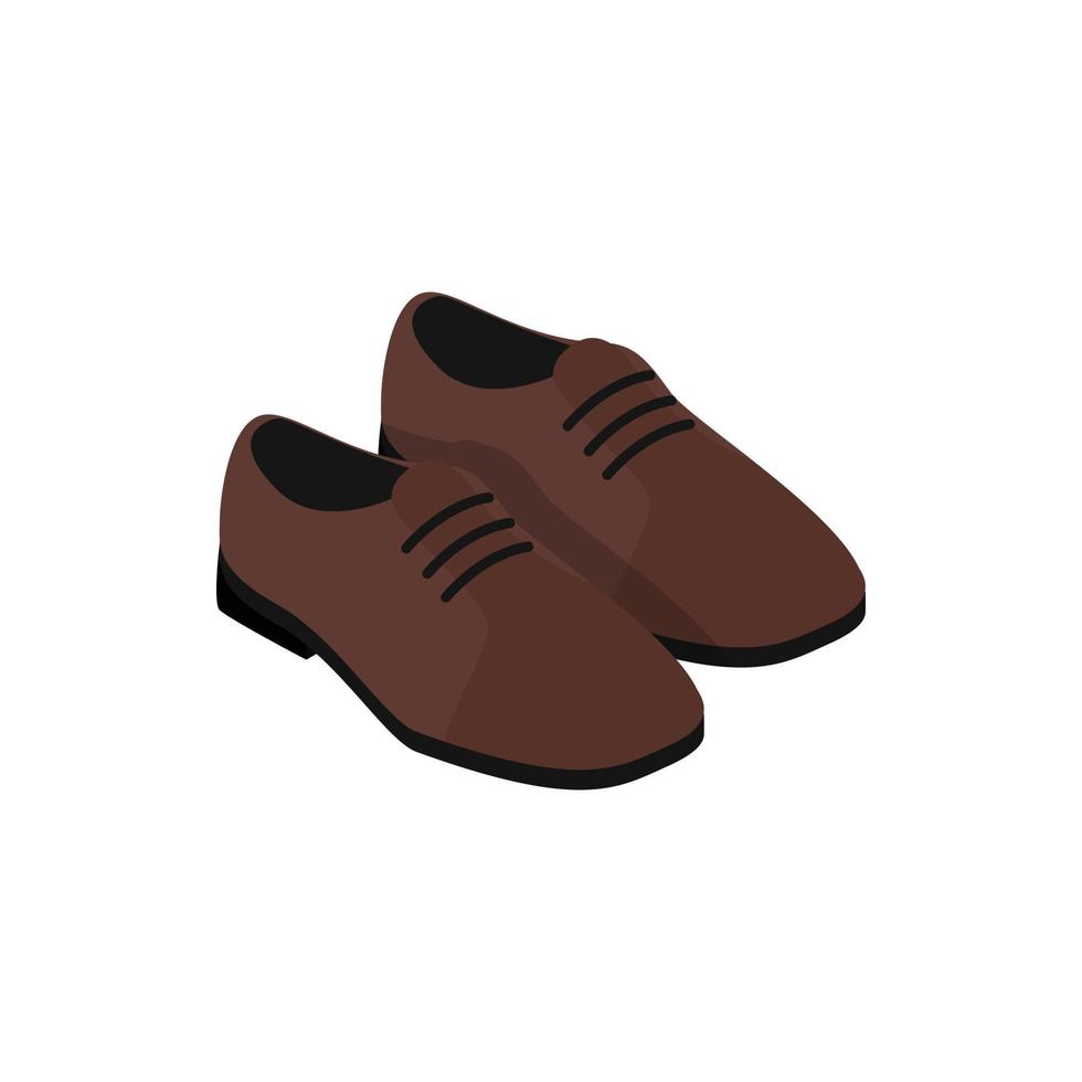 Pair of brown leather shoes icon vector