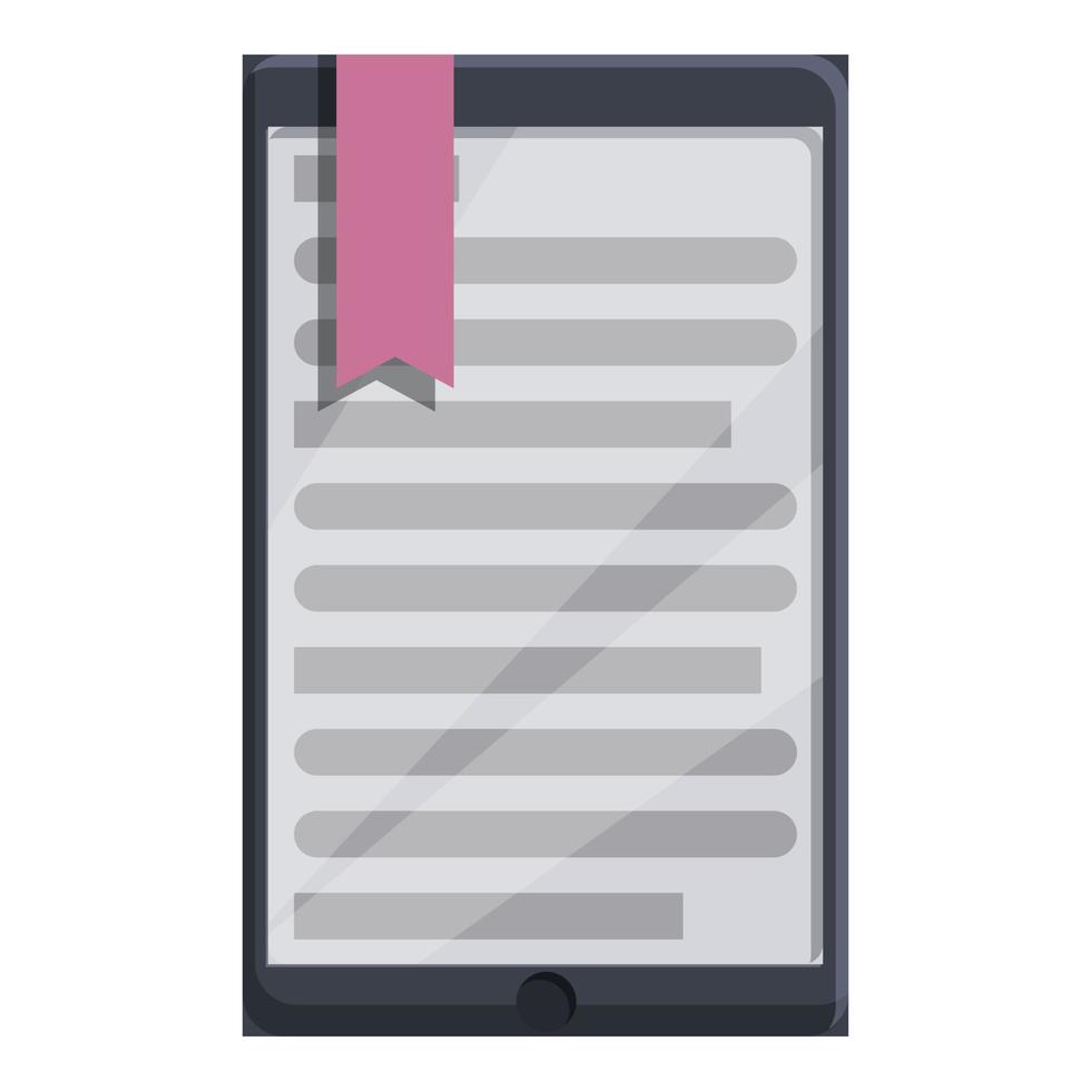 E-book bookmark application icon, cartoon style vector