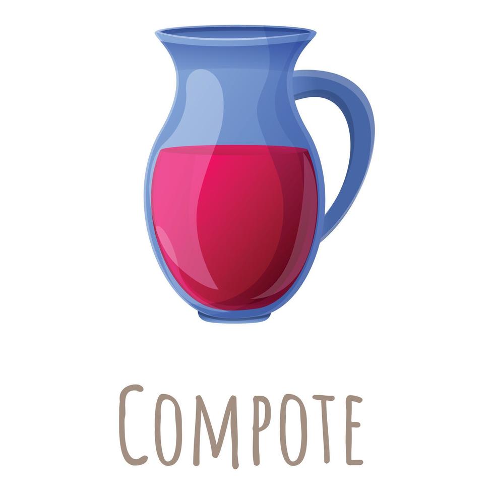 Compote jug icon, cartoon style vector