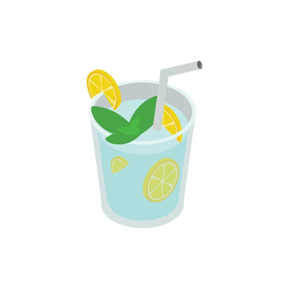 Caipirinha cocktail drink icon, isometric 3d style vector