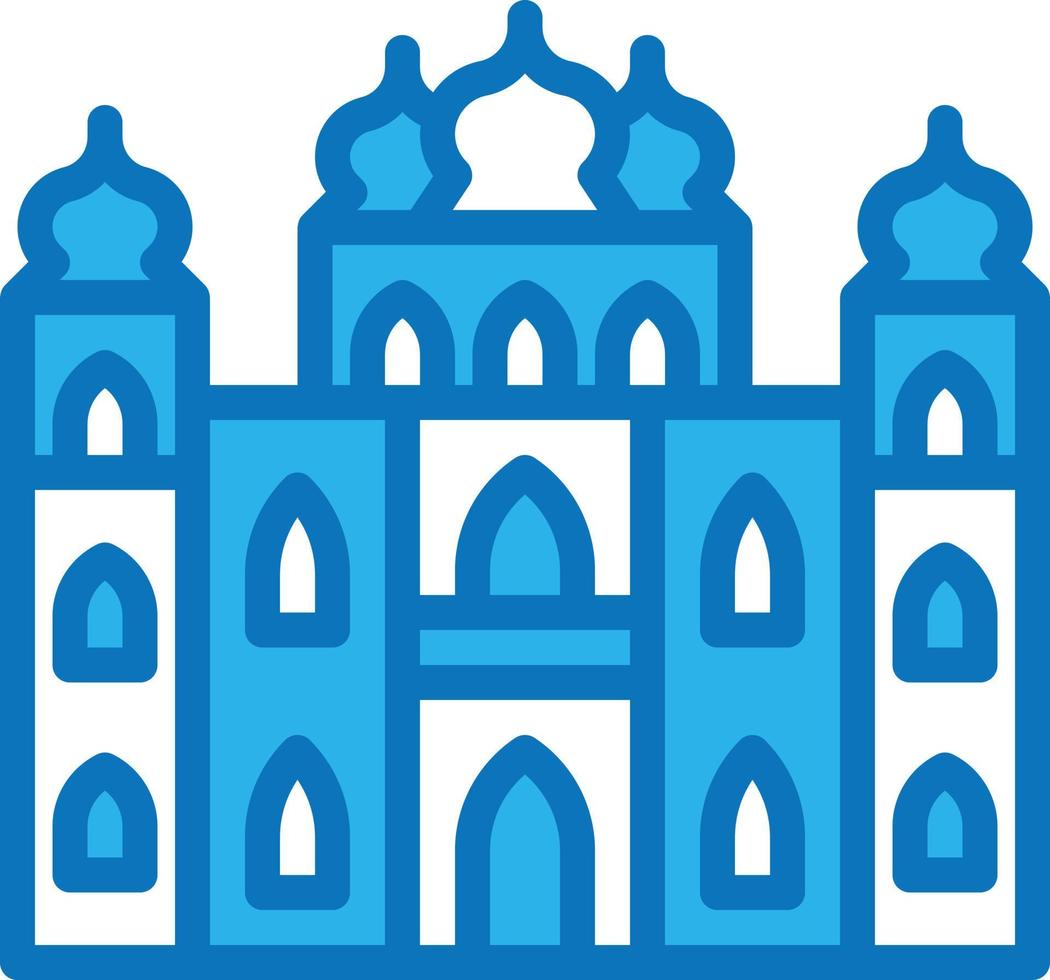 palace king estate castle building - blue icon vector