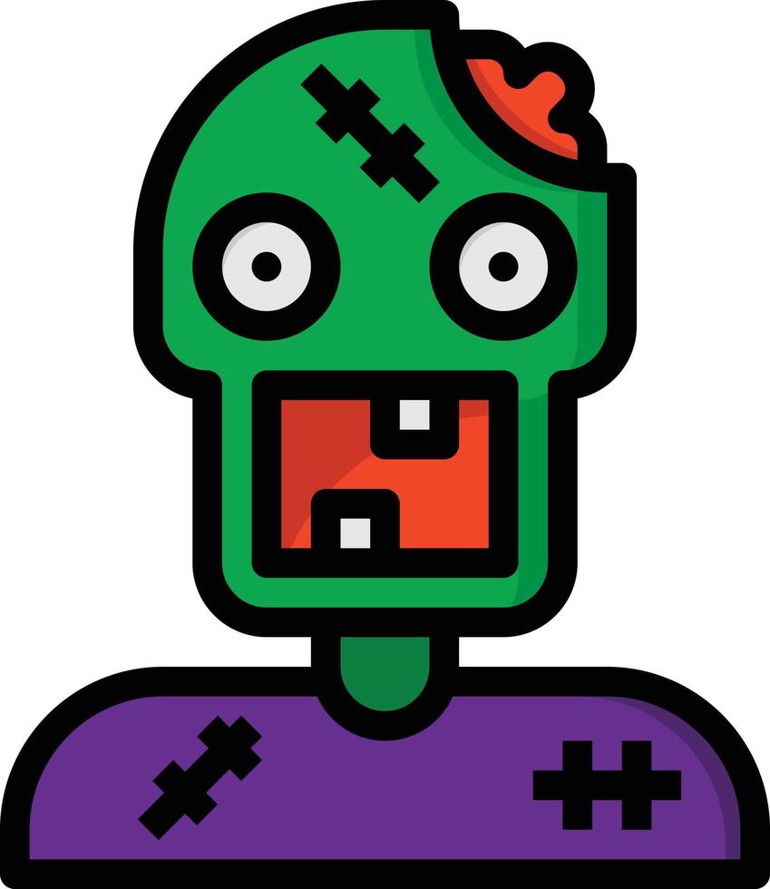 zombie fantasma no-muerto cadáver halloween - icono de contorno lleno vector