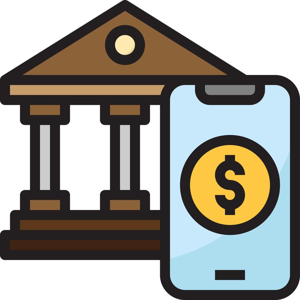 online money bank mobile payment banking - filled outline icon vector