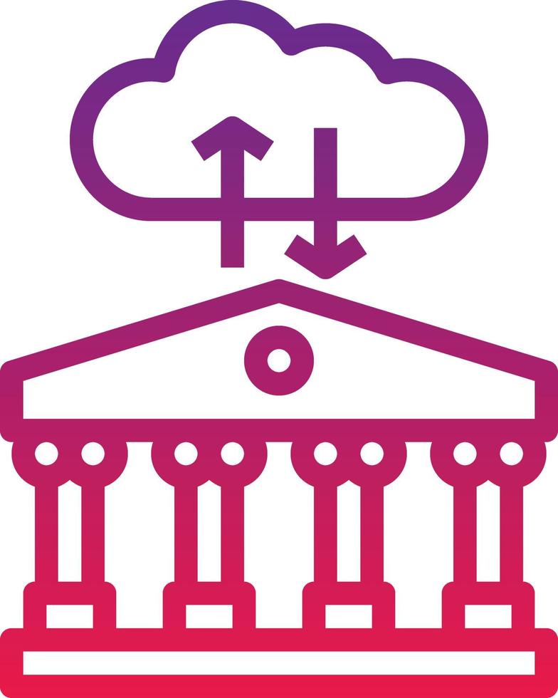 cloud banking online server sync banking - gradient icon vector