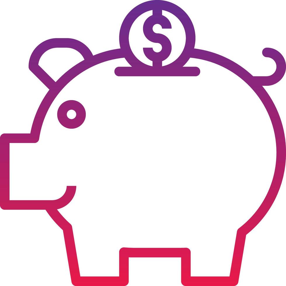 banco de ahorros piggy money banking - icono de degradado vector