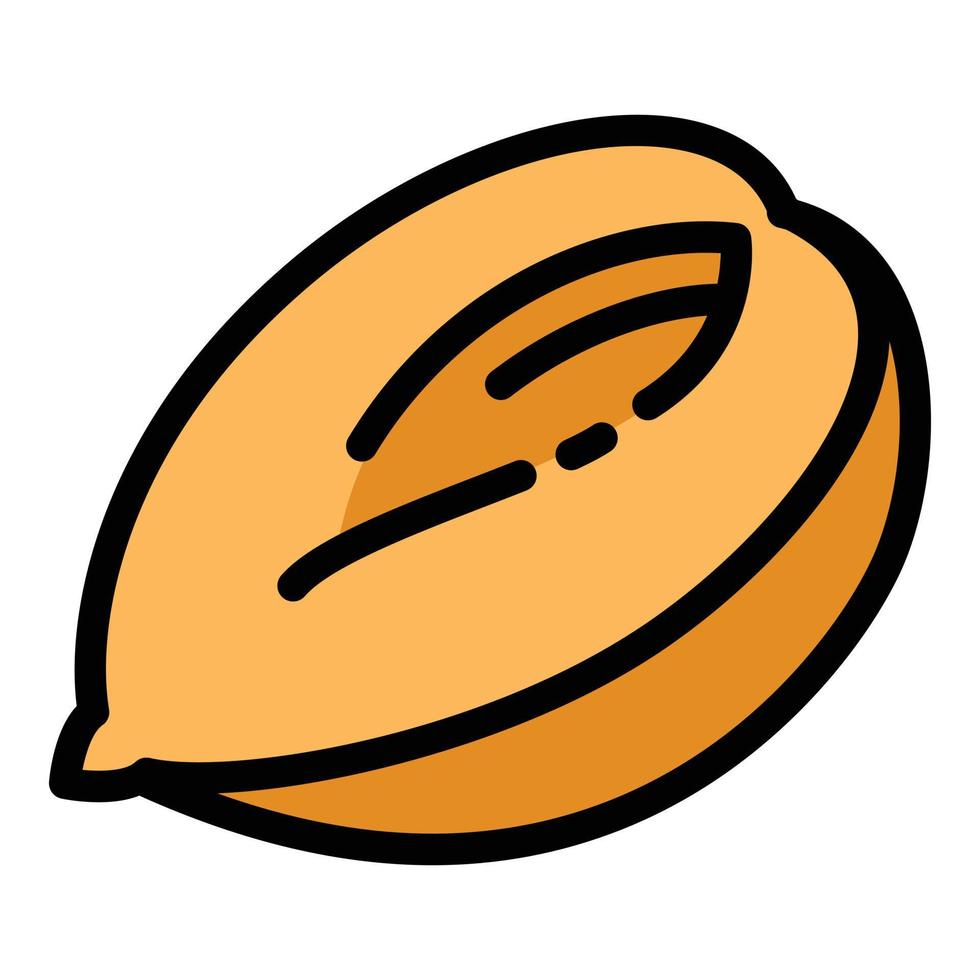 Half peanut icon, outline style vector
