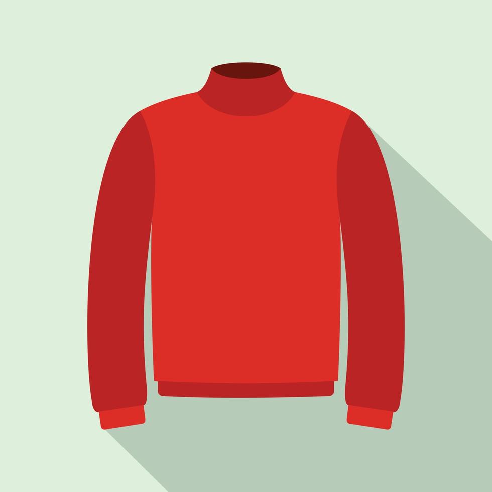 Red warm sweater icon, flat style vector