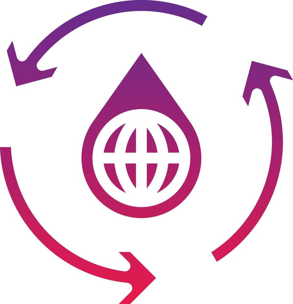 reuse water recycle saving world - solid gradient icon vector