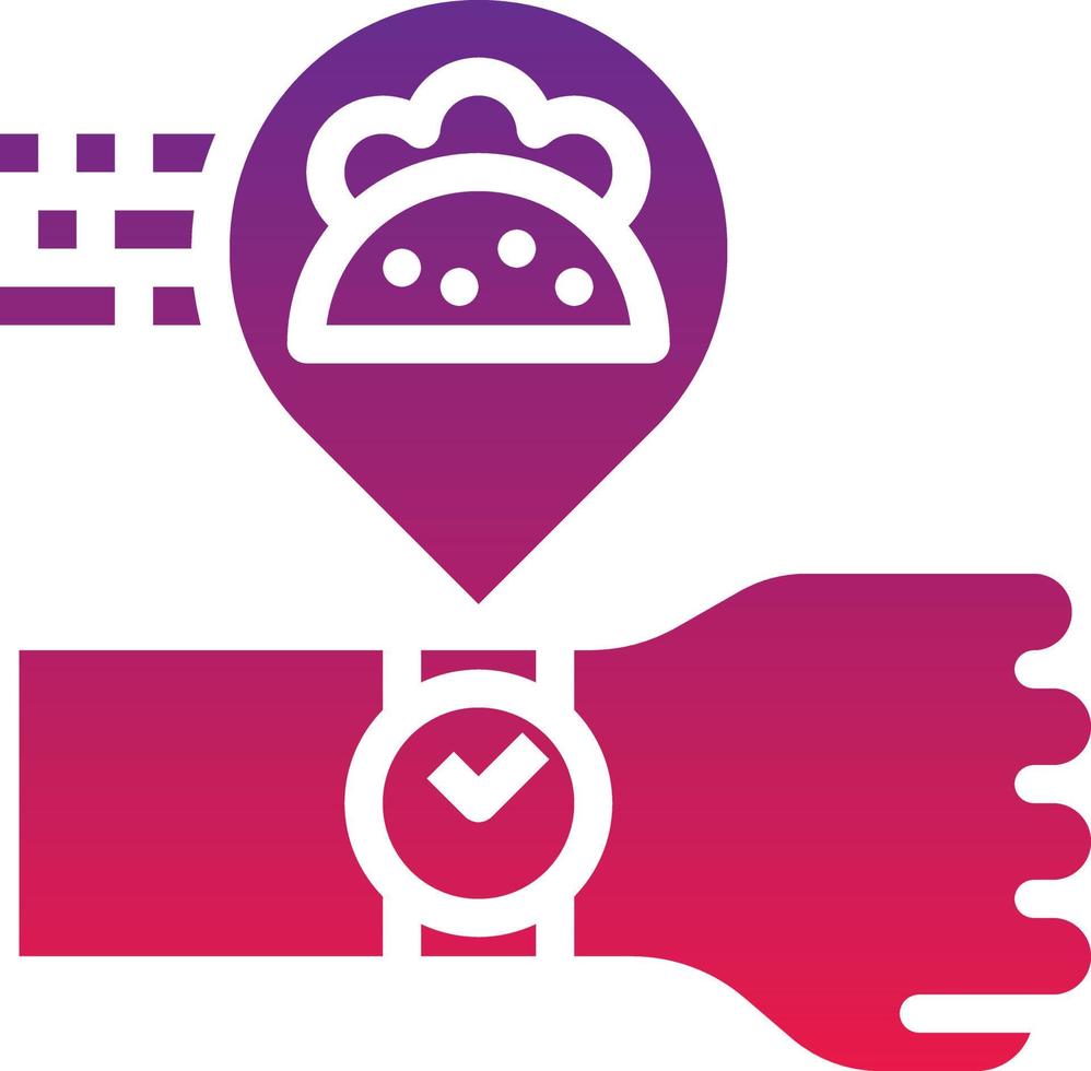 time wait taco food delivery - solid gradient icon vector