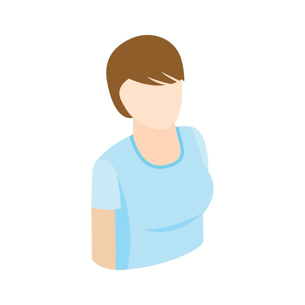 Woman with short hair icon, isometric 3d style vector