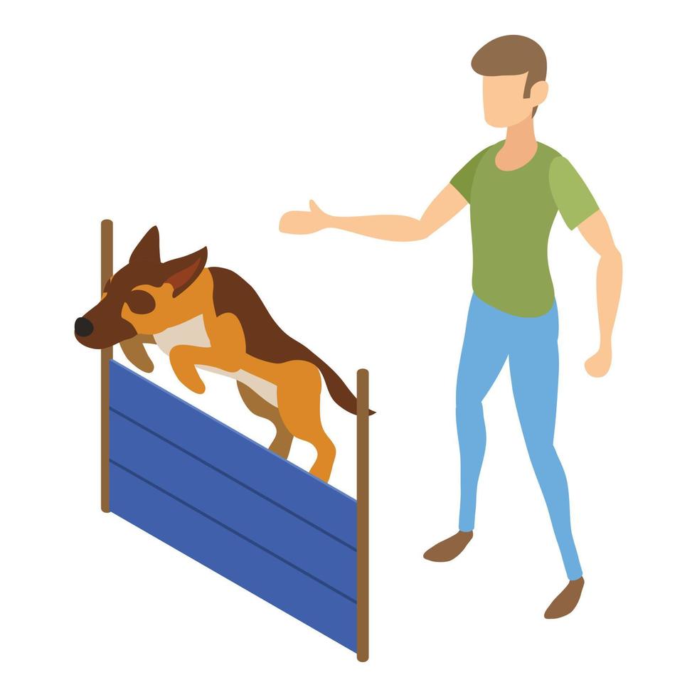 Dog jump wall icon, isometric style vector