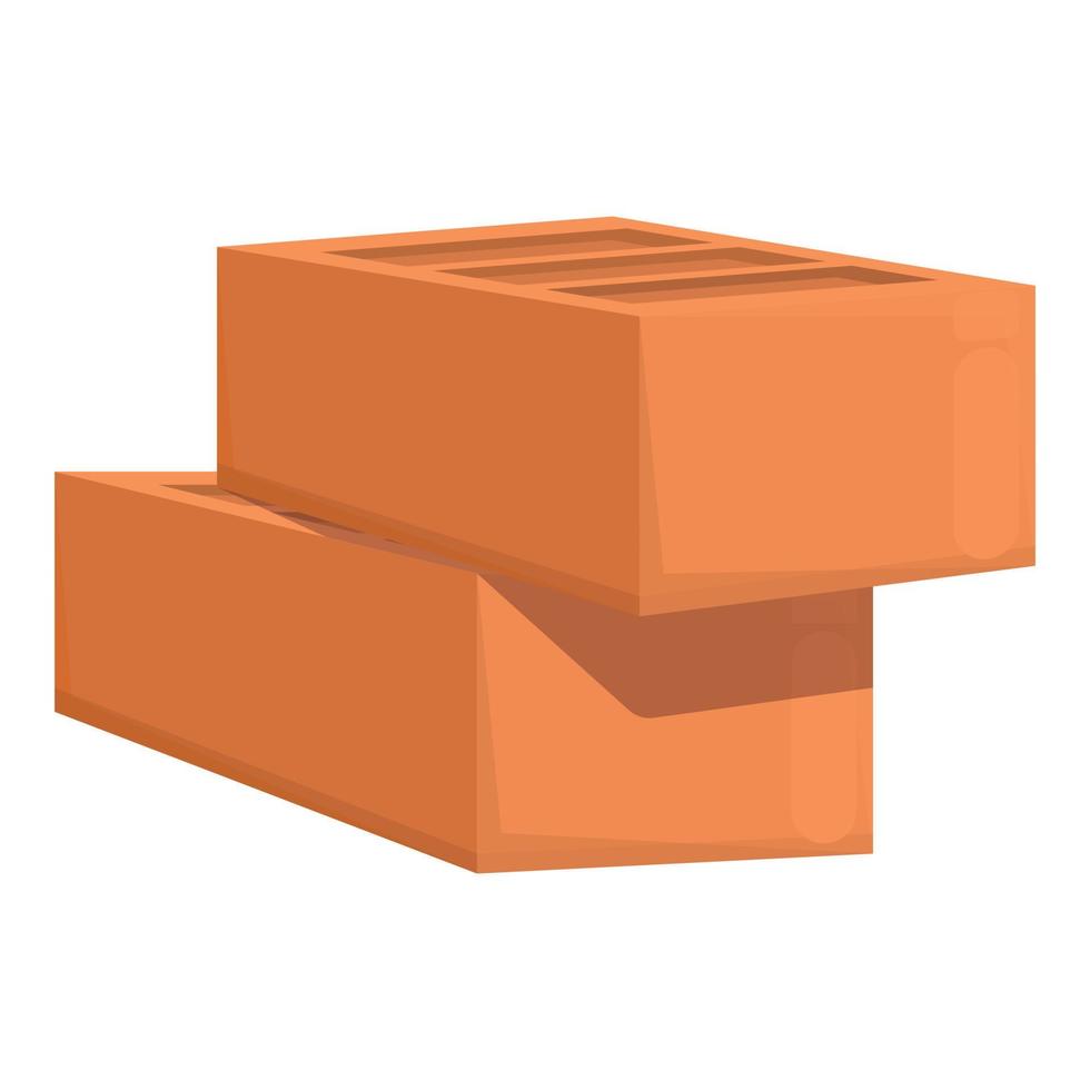 Red brick stack icon cartoon vector. Wall cement vector