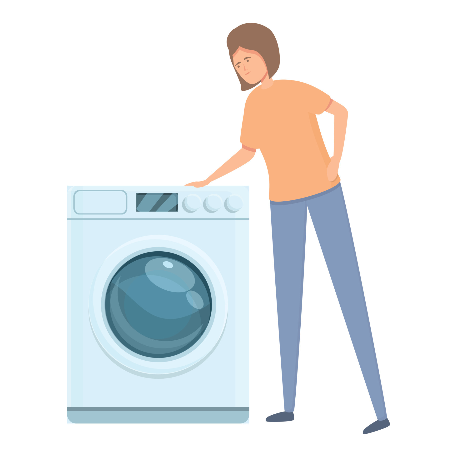 Turn on washing machine icon cartoon vector. Company person 14362359