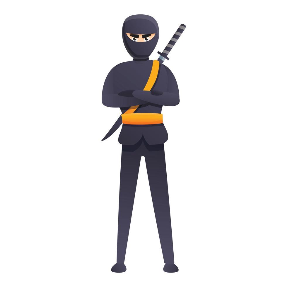 icono de la mascota del guerrero ninja, estilo de dibujos animados vector