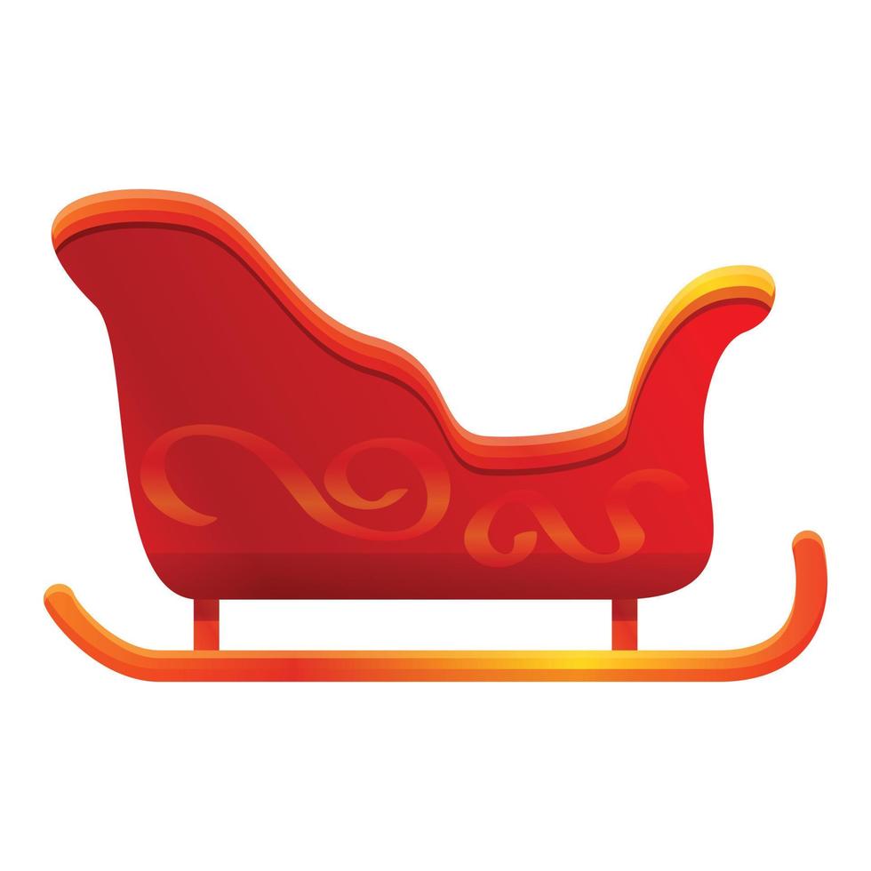 Red sleigh icon, cartoon style vector