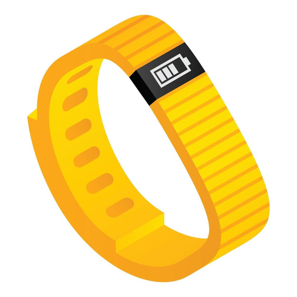 Yellow fitness tracker icon, isometric style vector