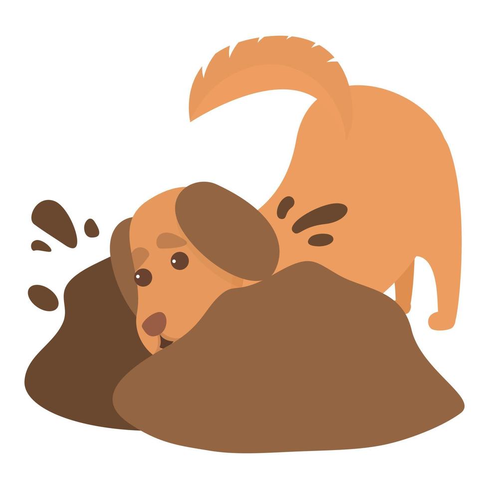 Playful dog searching in ground icon, cartoon style vector