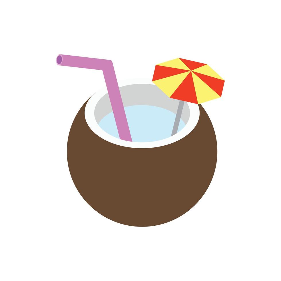 Coconut cocktail icon, isometric 3d style vector