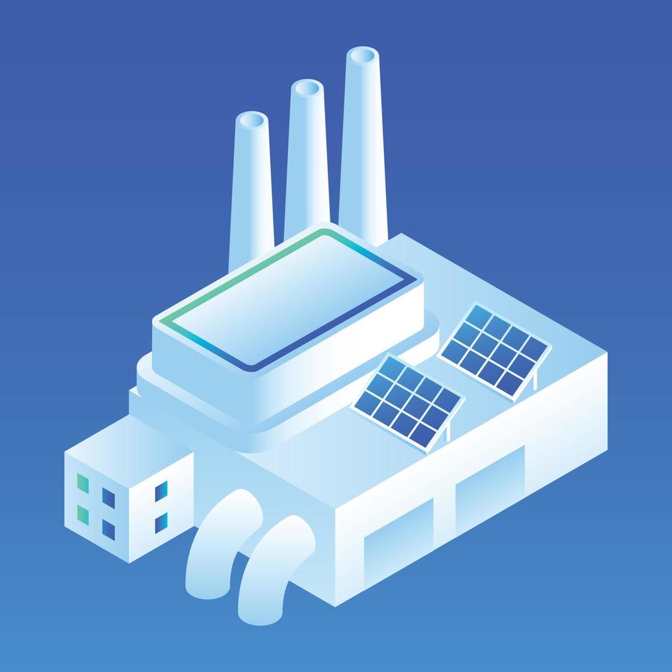 Solar panel smart building icon, isometric style vector