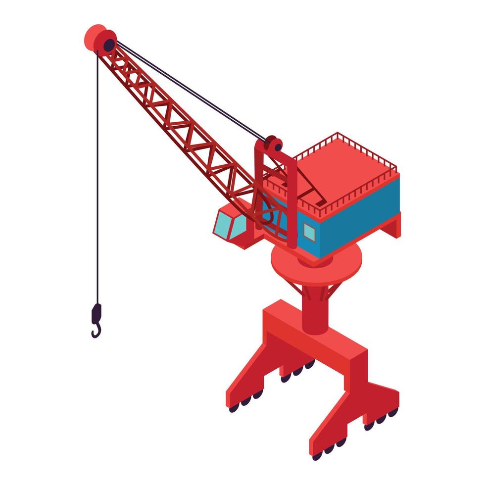 Sea port crane icon, isometric style vector