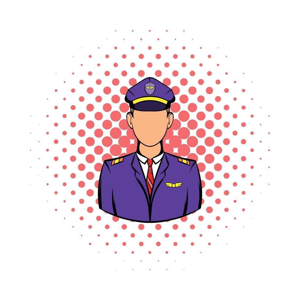 Captain of the aircraft icon, comics style vector