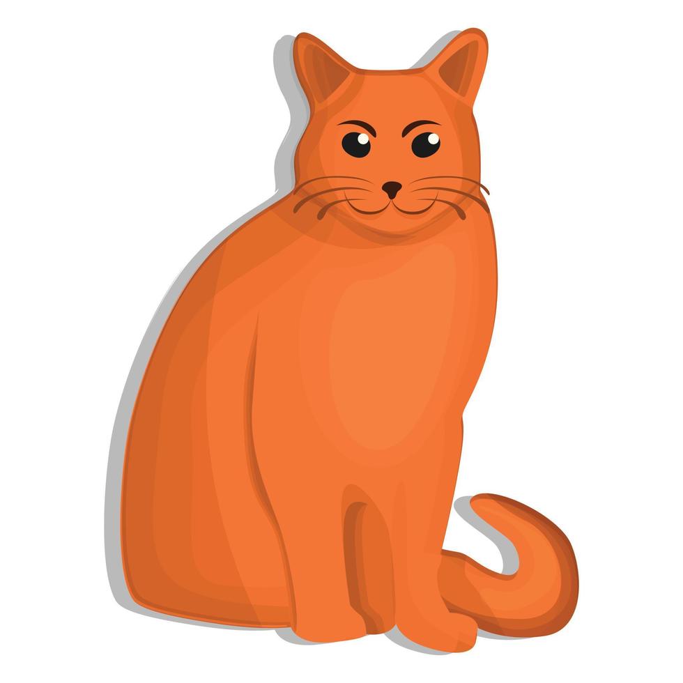 Orange cat icon, cartoon style vector