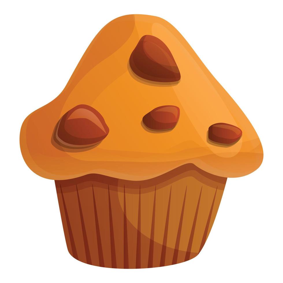 Nut cupcake icon, cartoon style vector