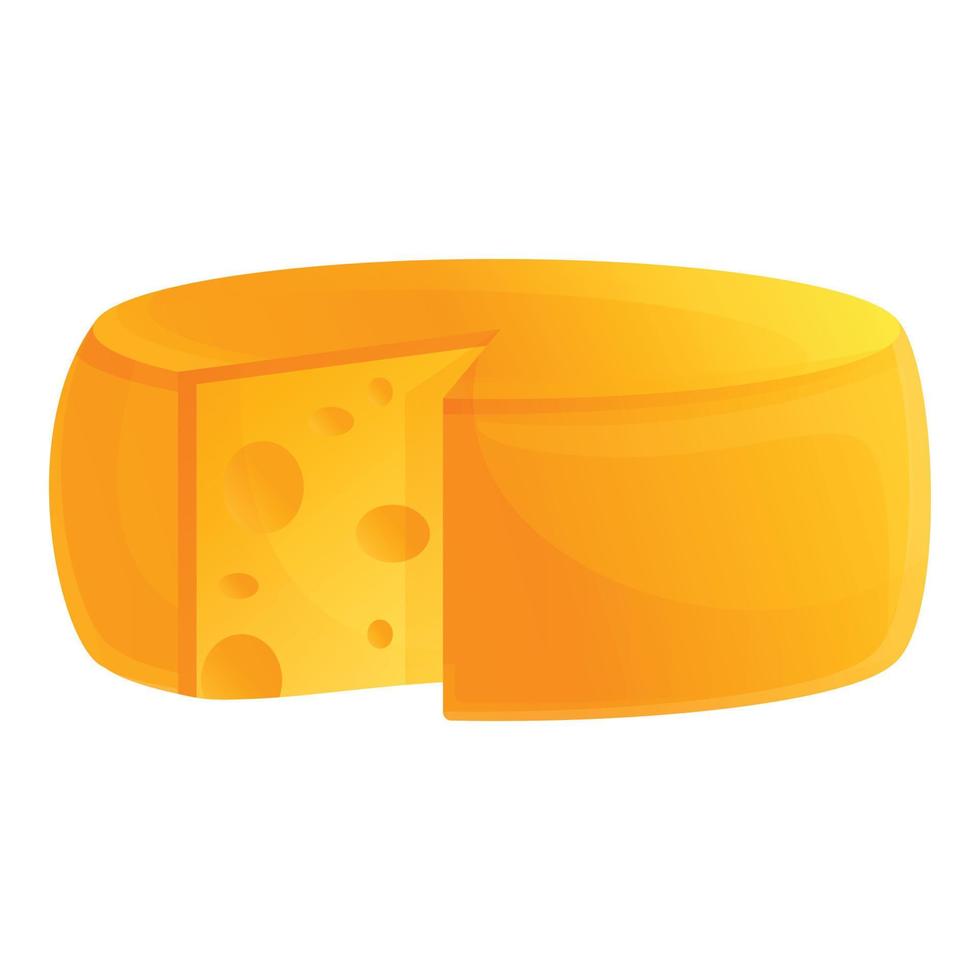 icono de queso de granja redondo, estilo de dibujos animados vector