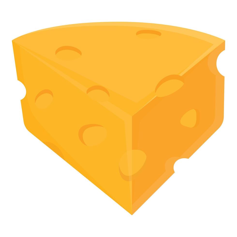 Piece of cheese icon, cartoon style vector