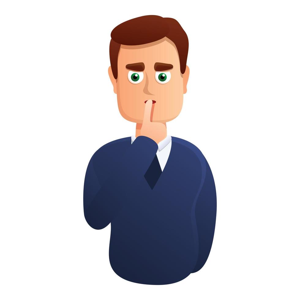 Businessman silence icon, cartoon style vector
