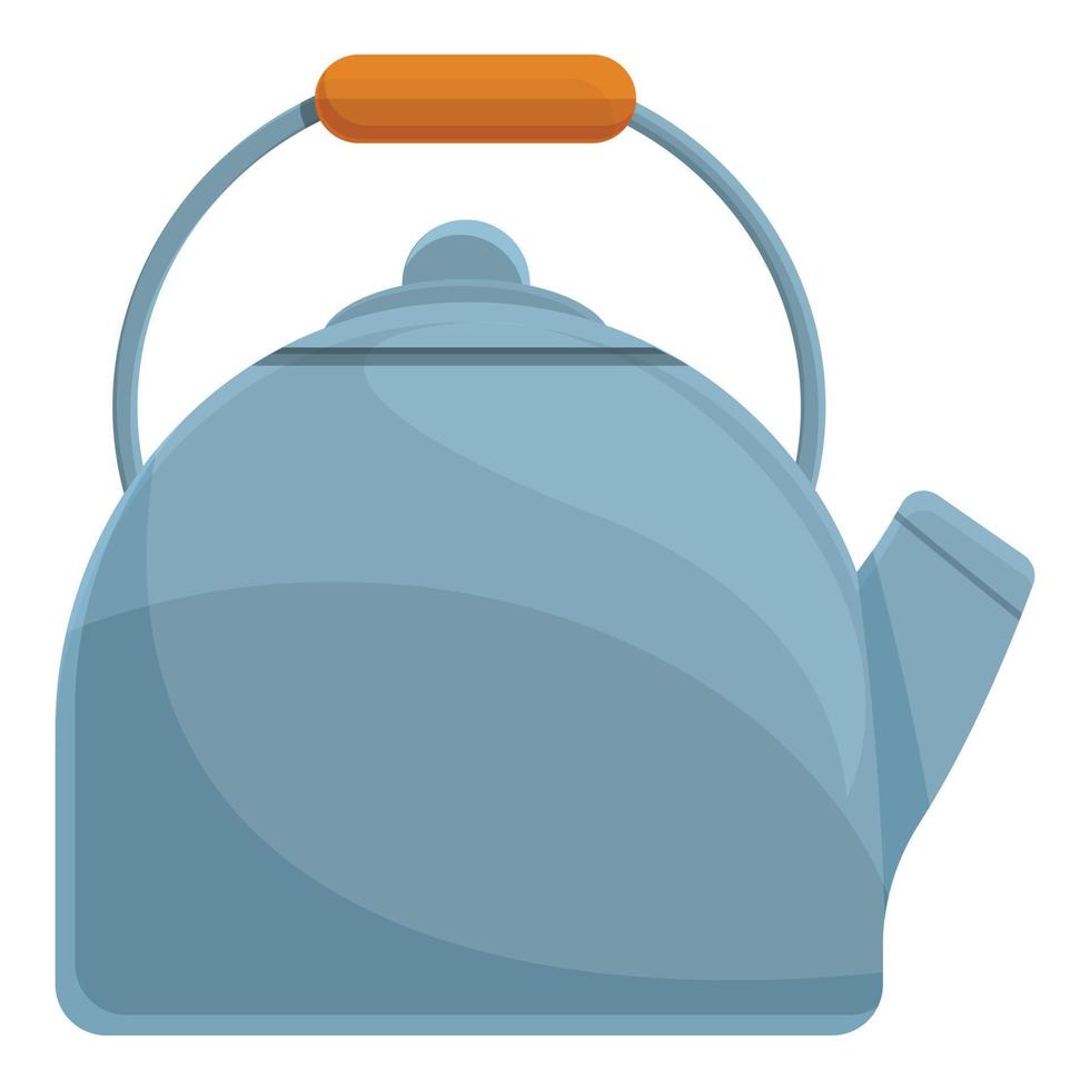 Camping kettle icon, cartoon style vector