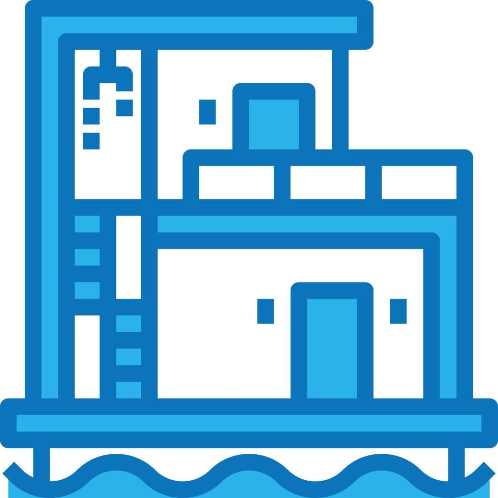 house floating water luxury building - blue icon vector