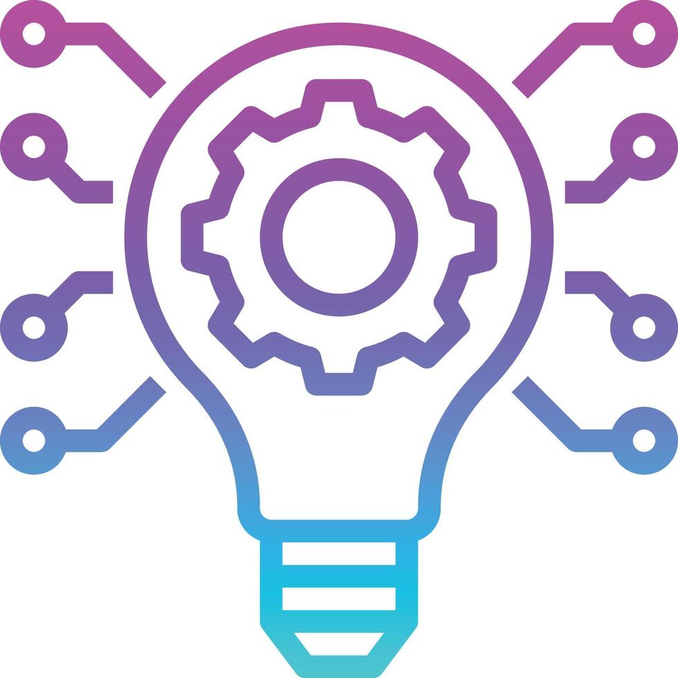 innovation lightbulb gear ai creative - gradient icon vector