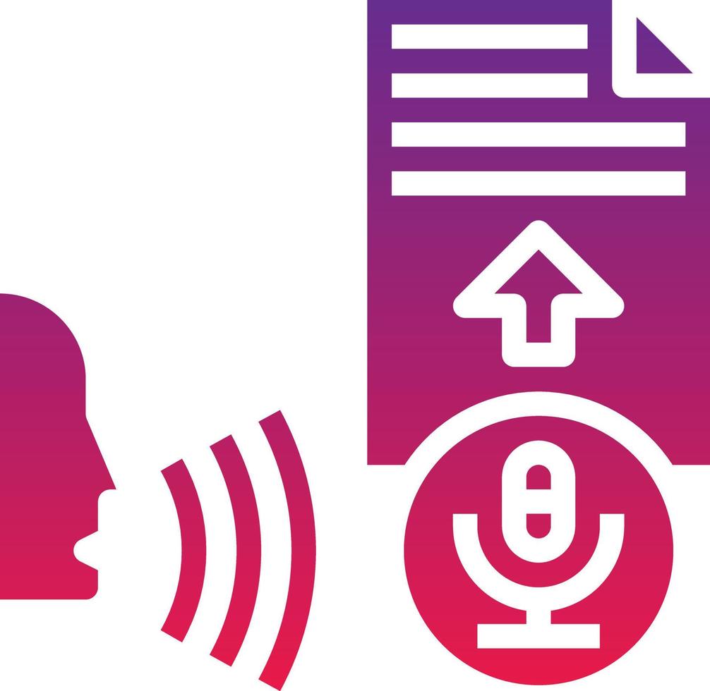 speech recognition record ai artificial intelligence - solid gradient icon vector