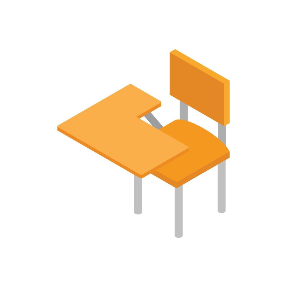 School desk icon, isometric 3d style vector